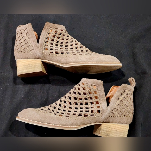JEFFREY CAMPBELL | Taggart Suede Cut Out Booties | Taupe | Size 7 - Picture 2 of 8